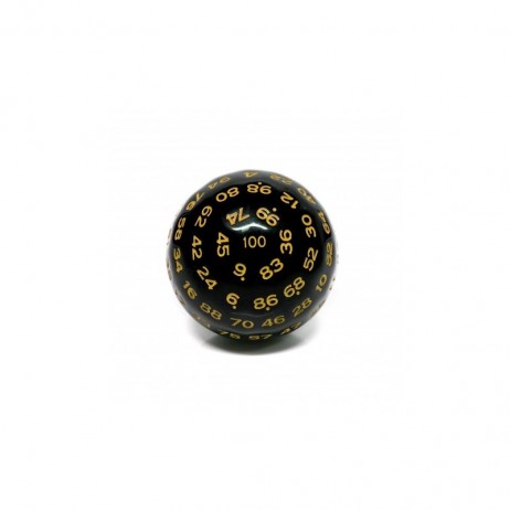 Dé 100 Faces Black / Yellow Opaque
