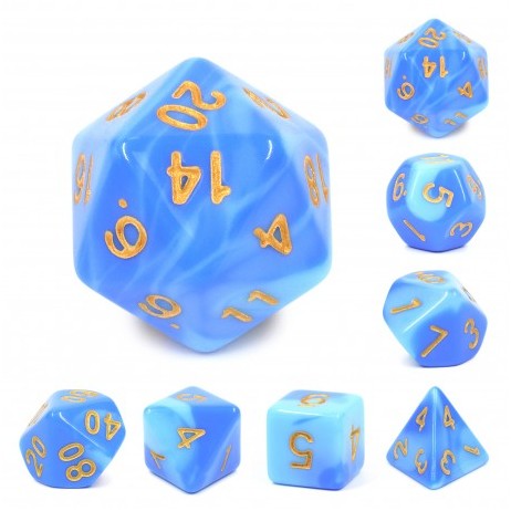 Kit de 7 Dés Sky blue + Blue