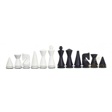 Pièces Échecs Laquées Noir Blanc Moderne roi 7.6 cm
