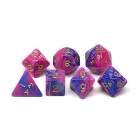7 dés violet-bleu jumbo toxic