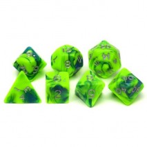 7 dés vert-bleu jumbo toxic