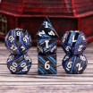 Lot de 7 dés Metal Noir Bleu