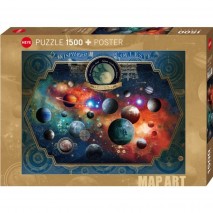 Puzzle 1500p Map Art Space World Heye