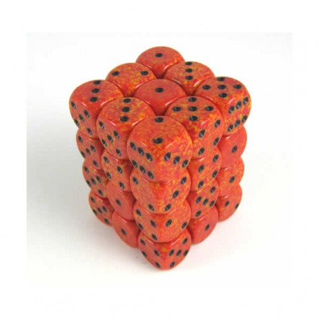 Set de 36 Dés 6 Granite Fire Orange/Noir