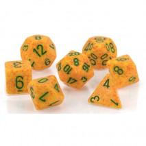 Set de 7 dés Granite Lotus Orange/Vert