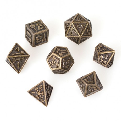 Lot 7 Dés Métal 16mm Hammer Gold
