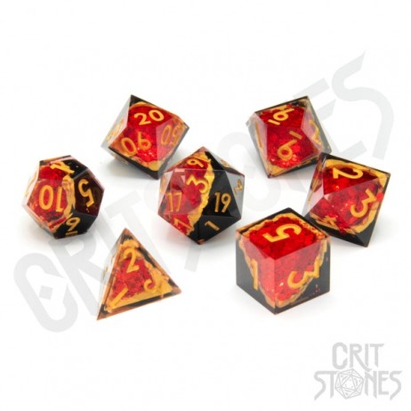 Set de dés Résine Géode Rubis