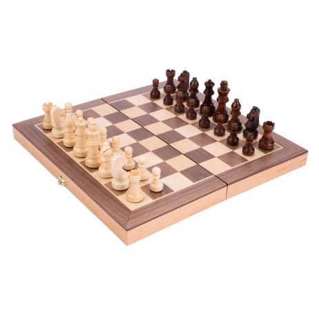 Échecs pliable hêtre noyer 30x30 cm