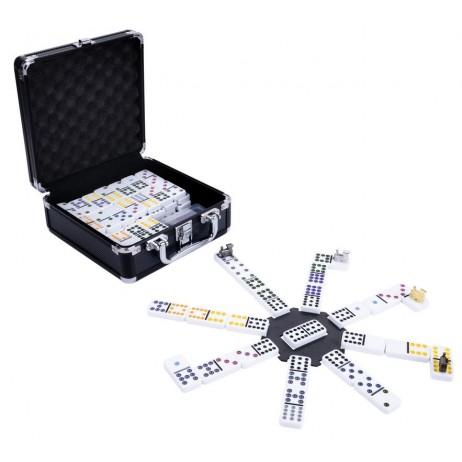 Domino double 12 Mexican Train black aluminium Mallette