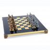Jeu d'échecs Bronze grec et romain bleu marron 20 cm