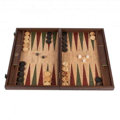 Backgammon Liège Rouge et Vert 30x20cm avec Racks