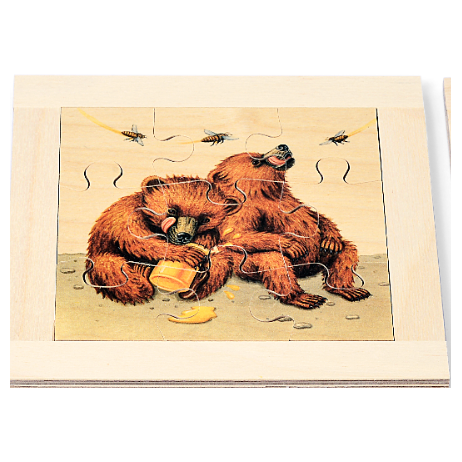 Puzzle Bois 9 pièces Oursons Miel abeilles