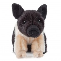 Peluche Cochon Rose et Noir 21 cm