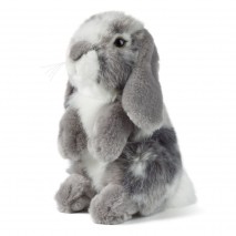 Peluche Lapin gris assis 18 cm