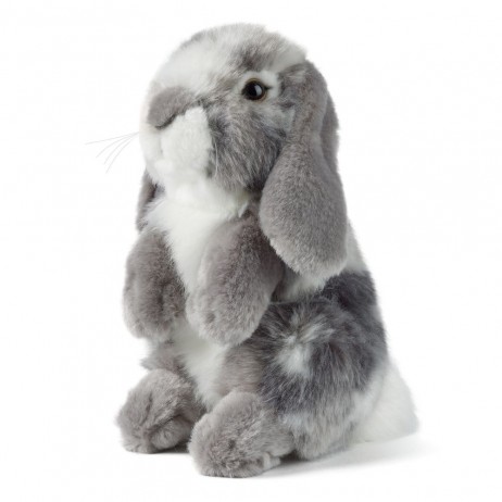 Peluche Lapin gris assis 18 cm