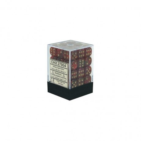 Set de 36 Dés 6 Glitter Ruby-Or