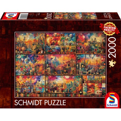 Puzzle 2000 p Livres Vins et Voyage