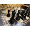Coffret Echecs Noir/Nacre Pièces métal or/ noir