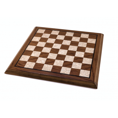 Plateau Échecs cases 40x40 mm Noyer Nacre