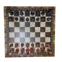 Coffret Echecs Noir/Nacre Pièces métal rose/ noir Brillantes