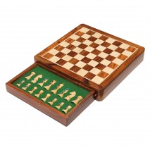 Echecs Magnétiques Acacia Buis Tiroirs 25cm