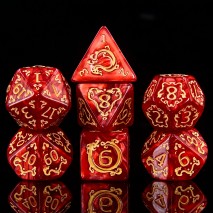Lot de 7 Dés Auspicious Clouds Red