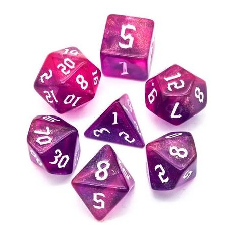 Lot de 7 Dés Paillettes Rose