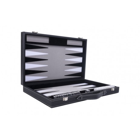 Backgammon 38 x 23 x 5,5 cm noir/blanc/gris 