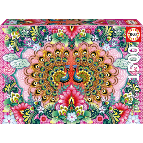 Puzzle 1500 pces Paons du Bengale, Catalina Estrada