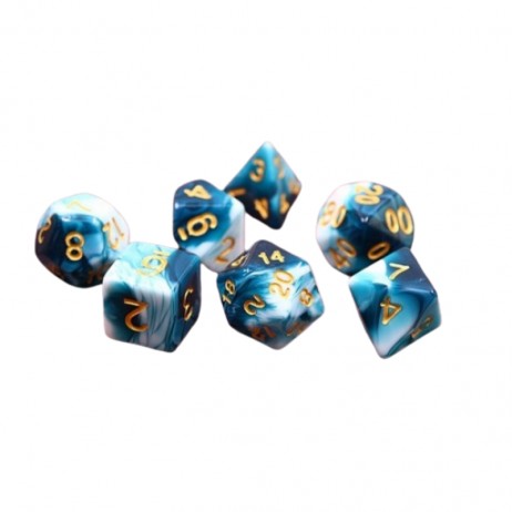 Lot de 7 Dés Blue Ink