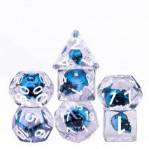 Lot de 7 Dés Résine Crâne Bleu