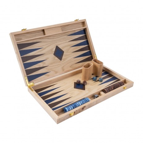 Backgammon Pliable 38cm Bleu et Brun