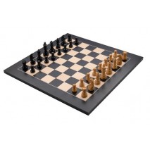 Jeu d'Échecs Noir Marqueté en Érable 40 x 40 cm avec Pièces