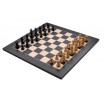 Jeu d'Échecs Noir Marqueté en Érable 40 x 40 cm avec Pièces