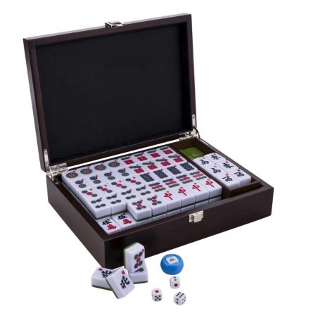 Mah Jong Boîte en Bois Noire 25,4×18×6,4cm