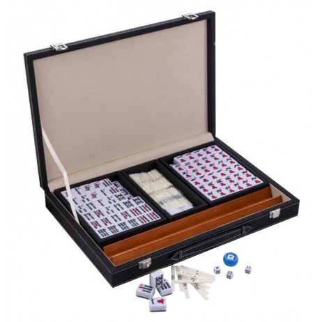 Mah Jong Malette en Cuir Noir 40,6×27,6×5,8cm