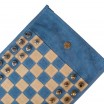 Echecs roulé de voyage Pièces métal Bleu Denim