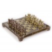 Jeu d'échecs Empire byzantin 20 cm or argent marron