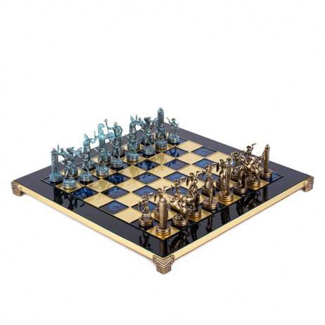 Jeu d'échecs de la mythologie grecque 36cm Bleu Brun