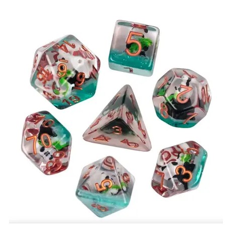 Lot de 7 Dés Panda Insert Résine