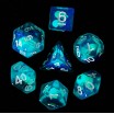 Lot de 7 Dés Méduse Insert Résine Phosphorescent