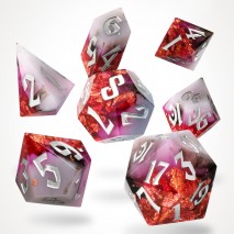 Ruby Rift Sharp Edge Resin RPG Dice Set