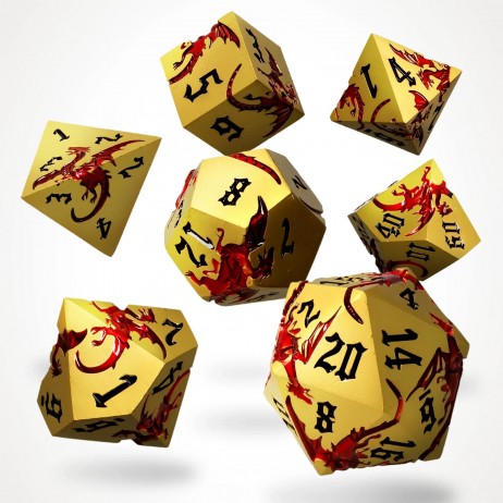 Wyrmgold metal RPG Dice Set