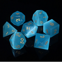 Bluehaven Real Blue Cat's Eye Mineral RPG Dice Set