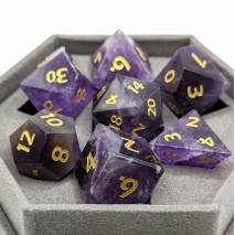 Witchstone Real Amethyst Mineral RPG Dice Set