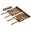 Echecs Backgammon Dames Voyage cuir synthétique case 25 mm