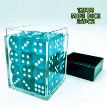Kit De 36 Dès 6 Vert Turquoise Transparents et Blanc