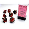 Set de 7 dés Noir Rouge Or Gemini