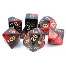 Set de 7 dés Noir Rouge Or Gemini
