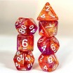 Lot de 7 Dés Violet et Orange Paillettes